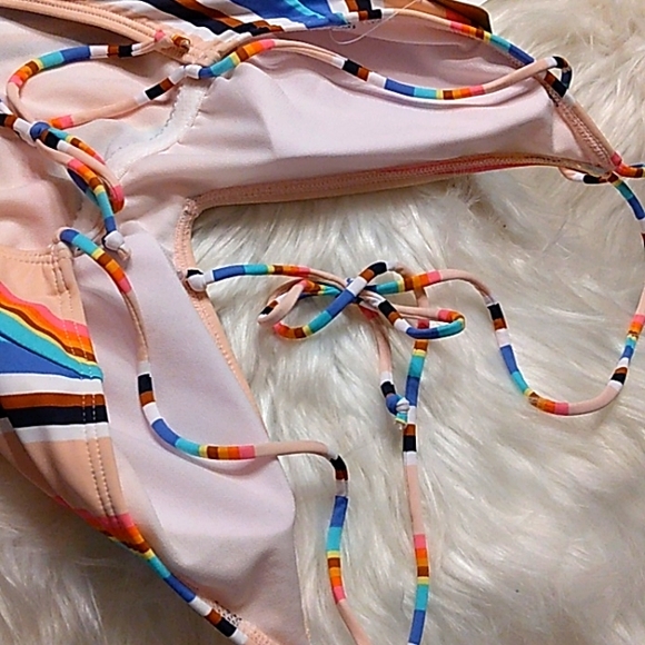 New with tags HOBIE sexy Pink Stripe Low back Surfer Girl Swimsuit Junior Teen - Picture 13 of 16